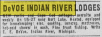 DeVoes Indian River Motel Lodges - July 1941 Ad